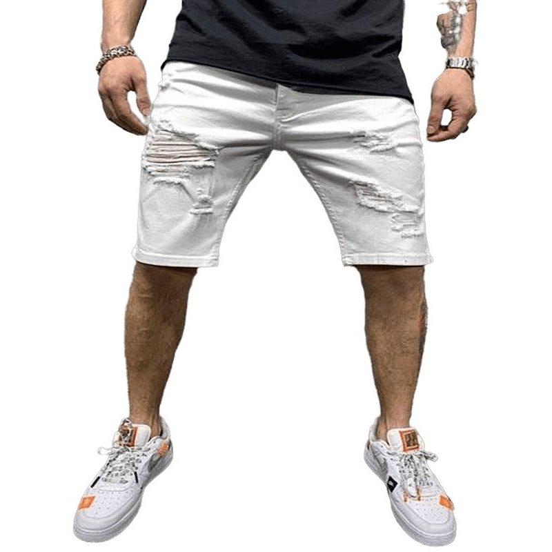 Fashion Mid Waist Ripped Slim Shorts - SharpDuds.com