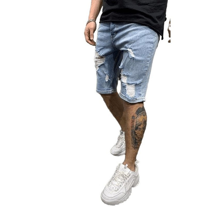 Fashion Mid Waist Ripped Slim Shorts - SharpDuds.com