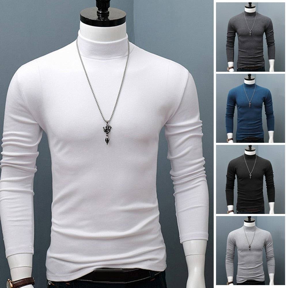 Fashion Mock Turtleneck Full Sleeve T-Shirt - SharpDuds.com