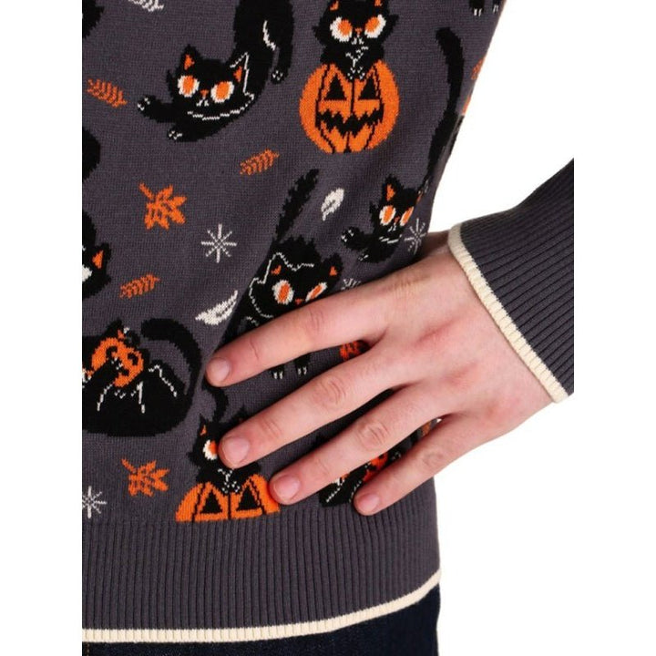 Fashionable Halloween Loose Round Neck Pullover Sweater - SharpDuds.com