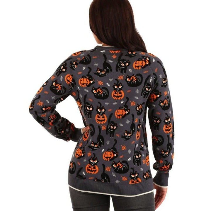 Fashionable Halloween Loose Round Neck Pullover Sweater - SharpDuds.com