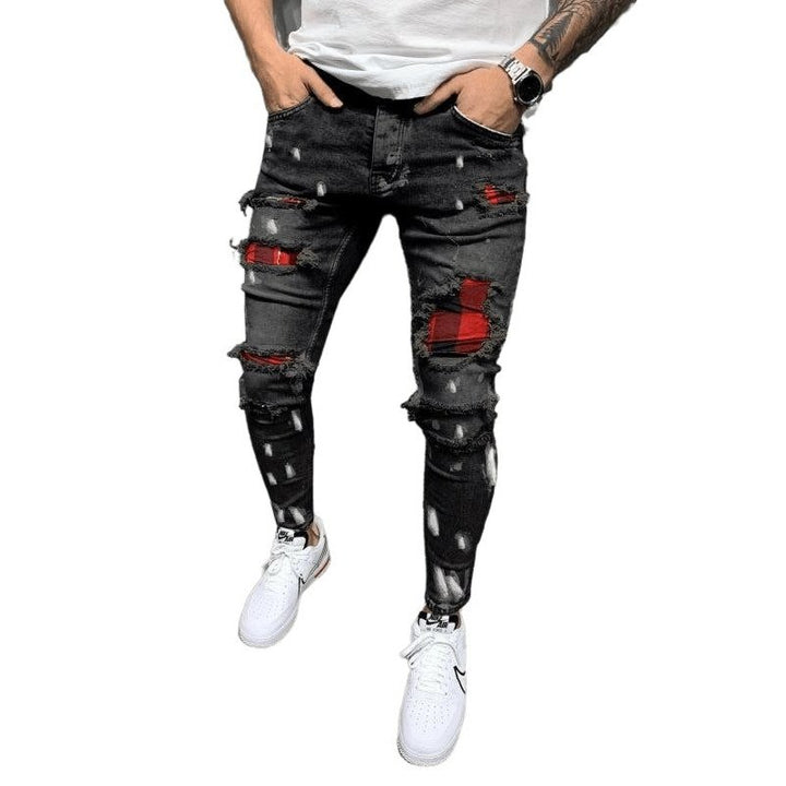 Fashionable Mid Waist Ripped Slim Jeans - SharpDuds.com