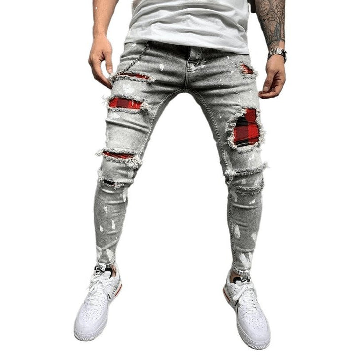 Fashionable Mid Waist Ripped Slim Jeans - SharpDuds.com