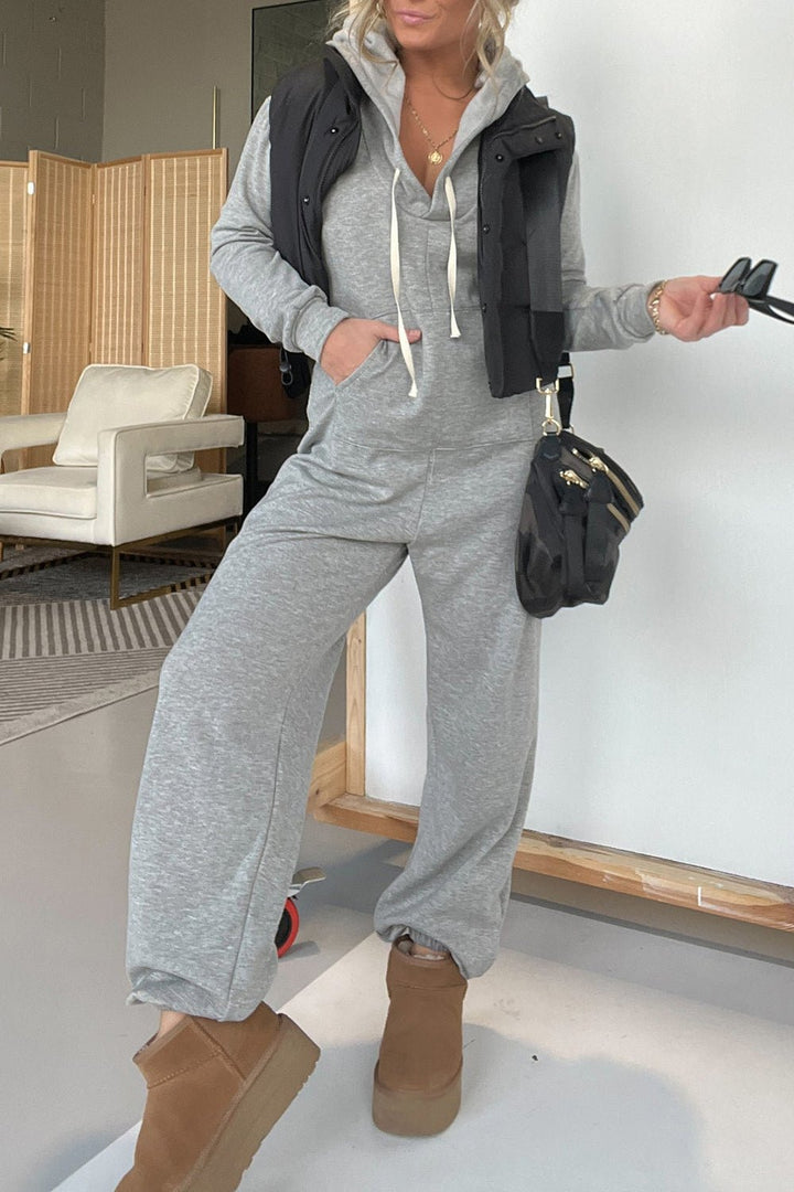 Full Size Drawstring Long Sleeve Jumpsuit - SharpDuds