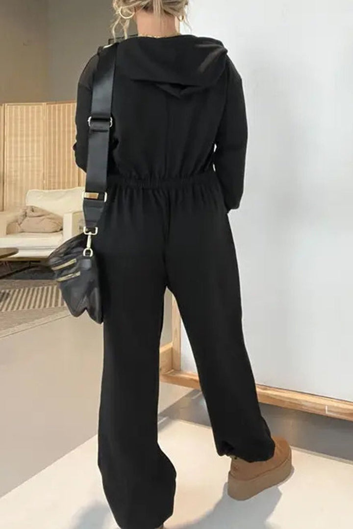 Full Size Drawstring Long Sleeve Jumpsuit - SharpDuds