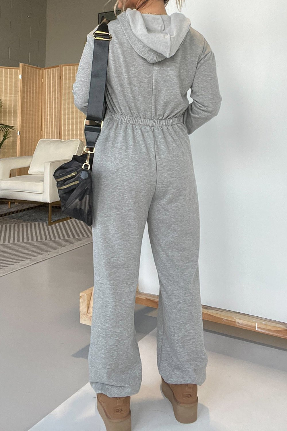 Full Size Drawstring Long Sleeve Jumpsuit - SharpDuds