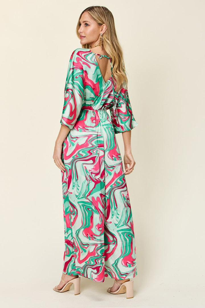 Full Size Half Sleeve Wide Leg Jumpsuit - SharpDuds