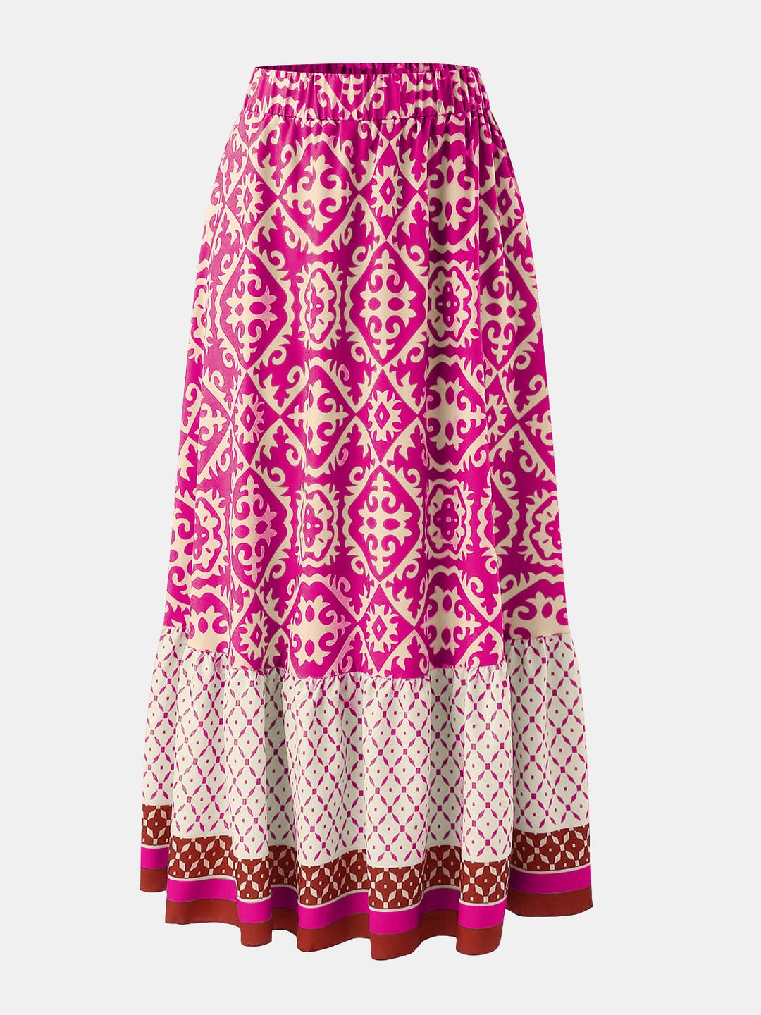 Geometric Elastic Waist Maxi Skirt - SharpDuds