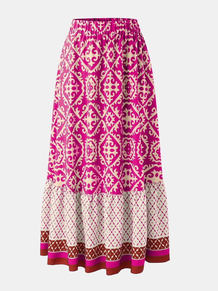 Geometric Elastic Waist Maxi Skirt - SharpDuds