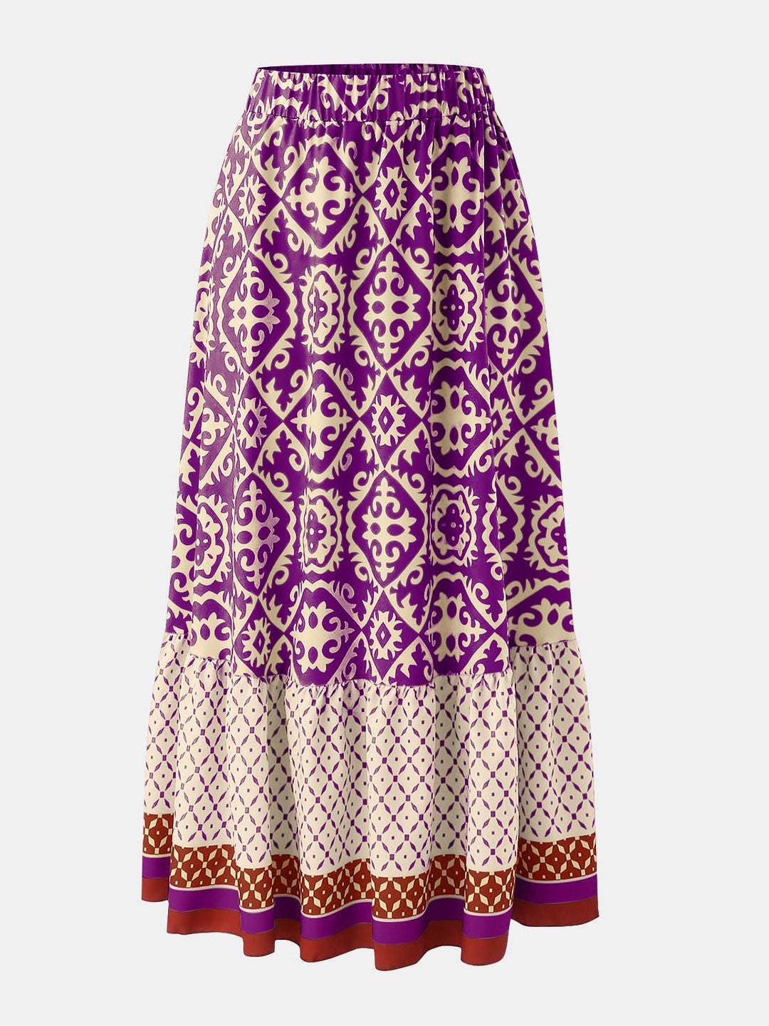 Geometric Elastic Waist Maxi Skirt - SharpDuds