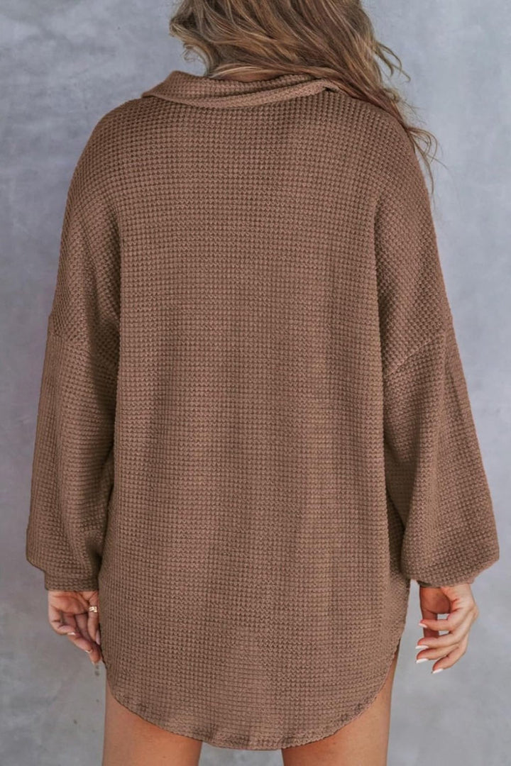 Half Button Long Sleeve Sweatshirt - SharpDuds