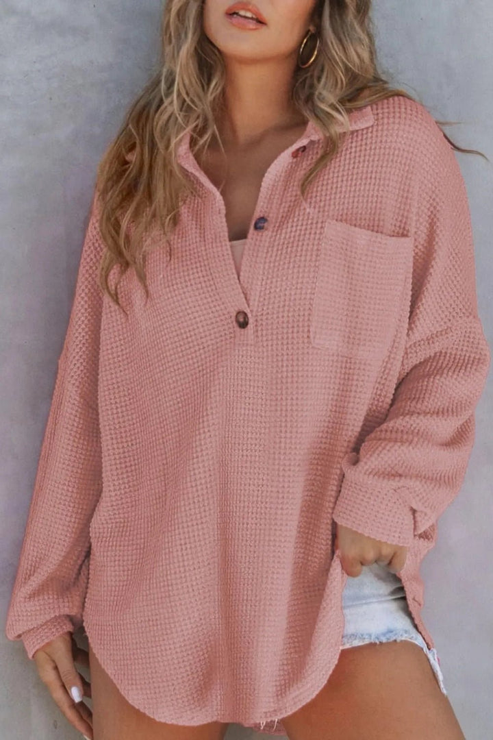 Half Button Long Sleeve Sweatshirt - SharpDuds