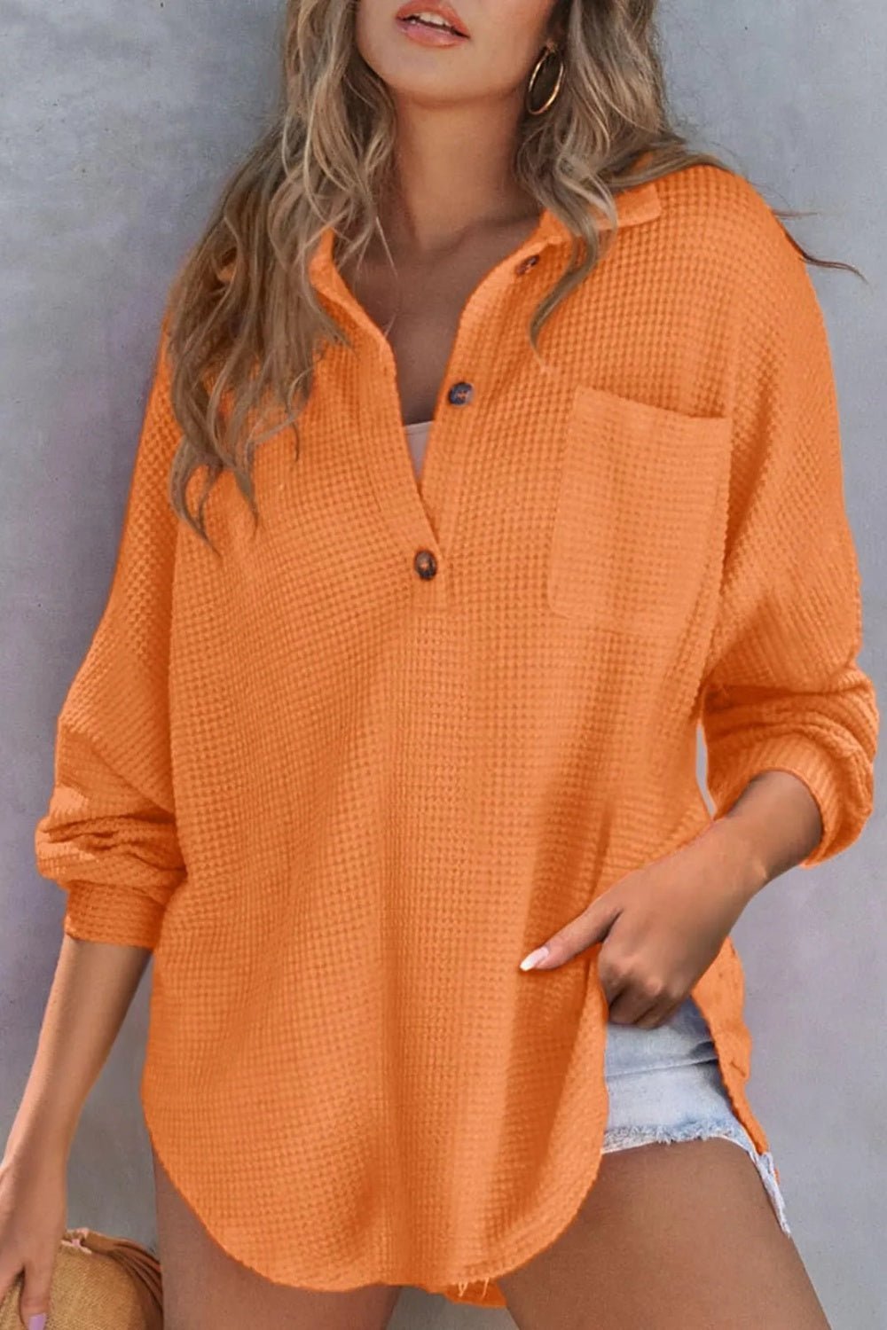 Half Button Long Sleeve Sweatshirt - SharpDuds