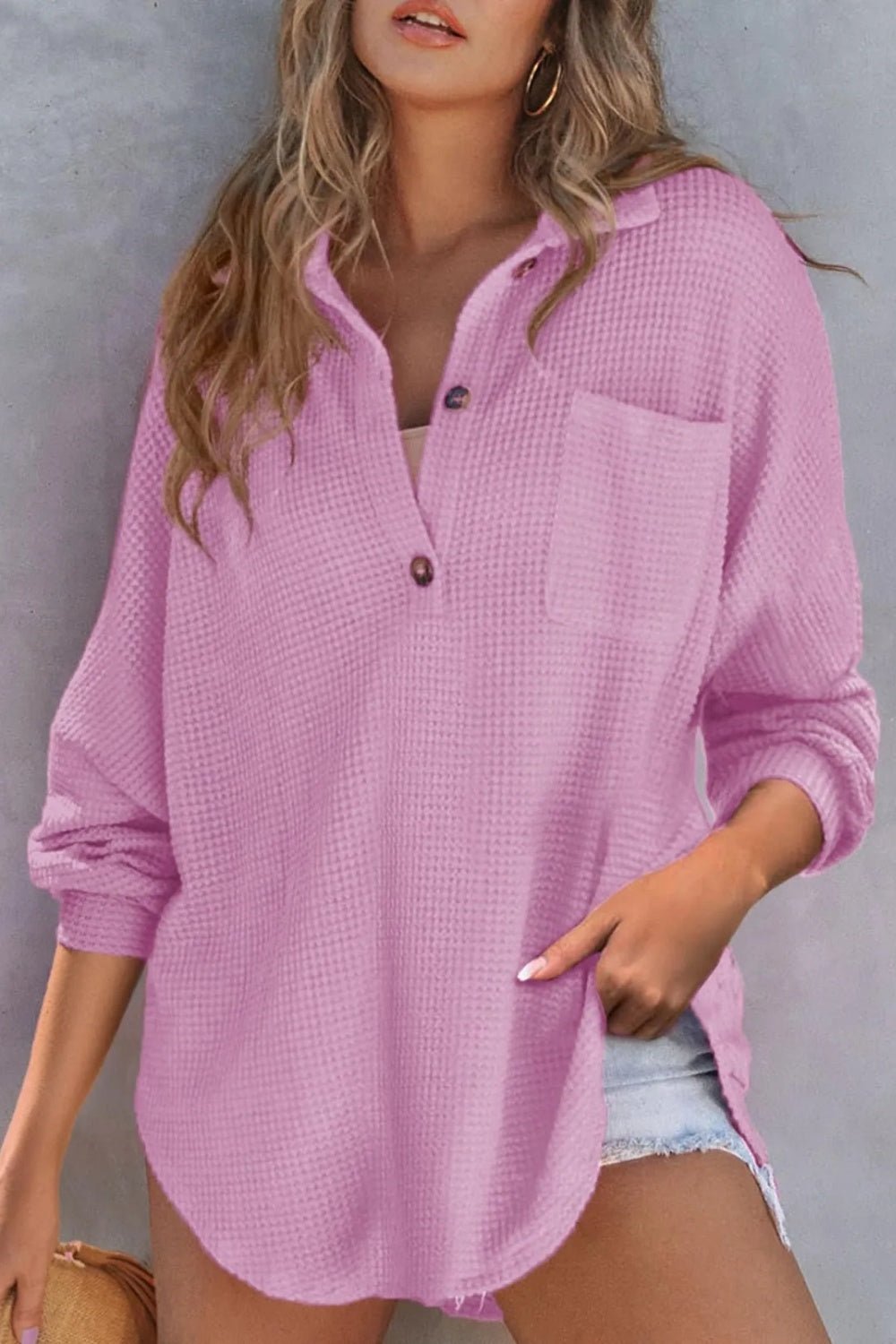 Half Button Long Sleeve Sweatshirt - SharpDuds