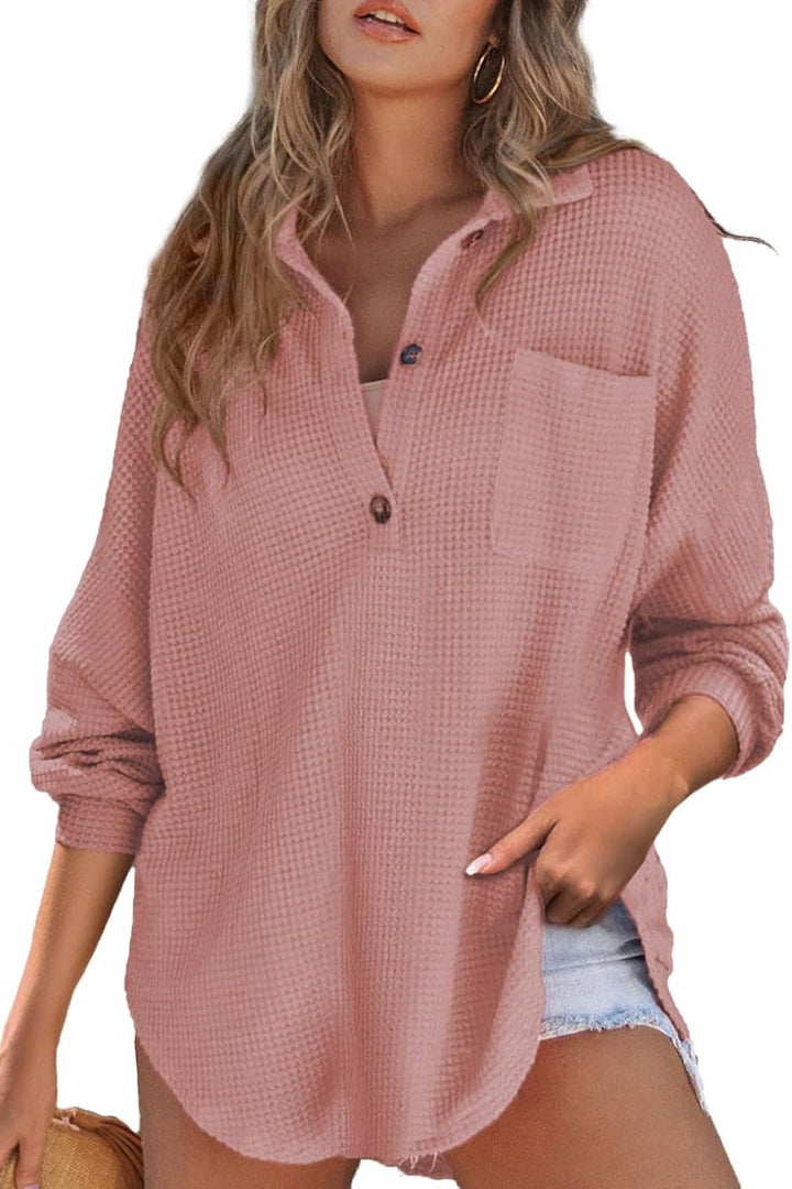 Half Button Long Sleeve Sweatshirt - SharpDuds