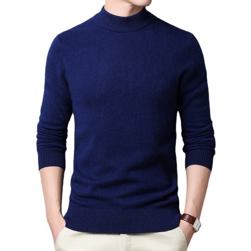 Half Turtleneck Solid Pullover Long-sleeved Sweater - SharpDuds.com