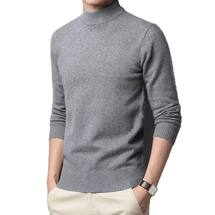 Half Turtleneck Solid Pullover Long-sleeved Sweater - SharpDuds.com