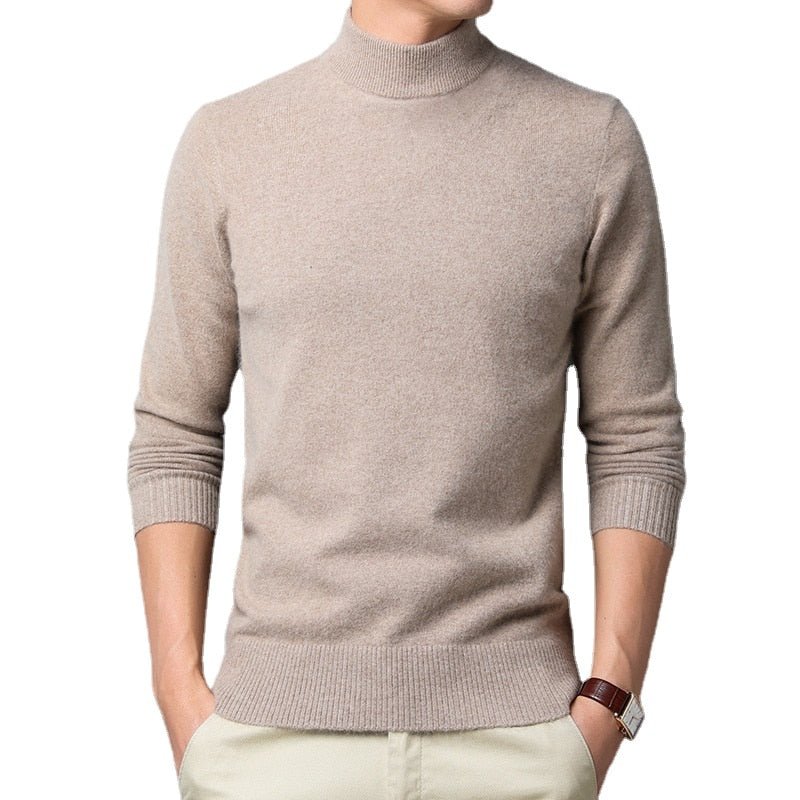 Half Turtleneck Solid Pullover Long-sleeved Sweater - SharpDuds.com