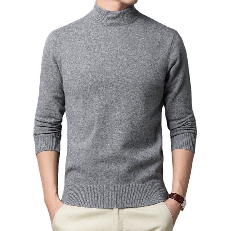 Half Turtleneck Solid Pullover Long-sleeved Sweater - SharpDuds.com