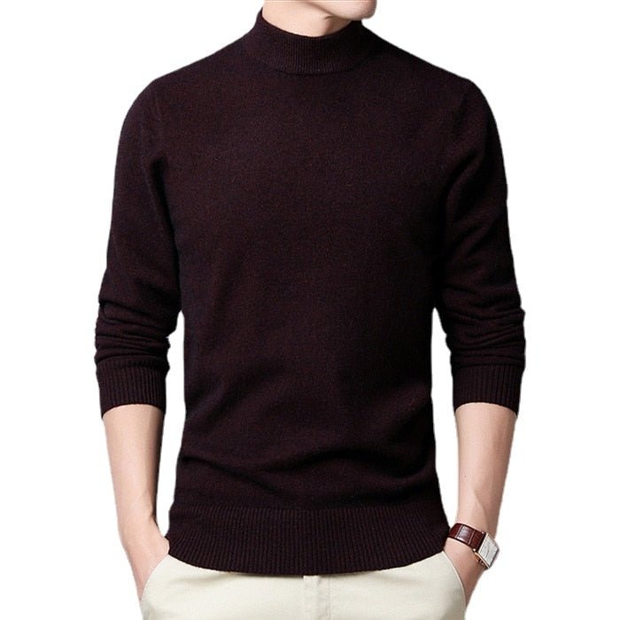 Half Turtleneck Solid Pullover Long-sleeved Sweater - SharpDuds.com