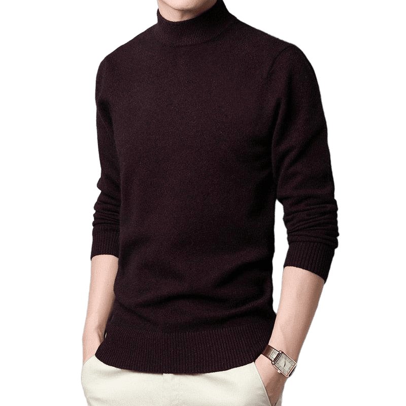 Half Turtleneck Solid Pullover Long-sleeved Sweater - SharpDuds.com