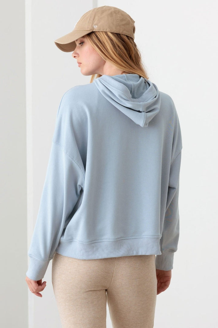 Half Zip Drawstring Mock Neck Hoodie - SharpDuds