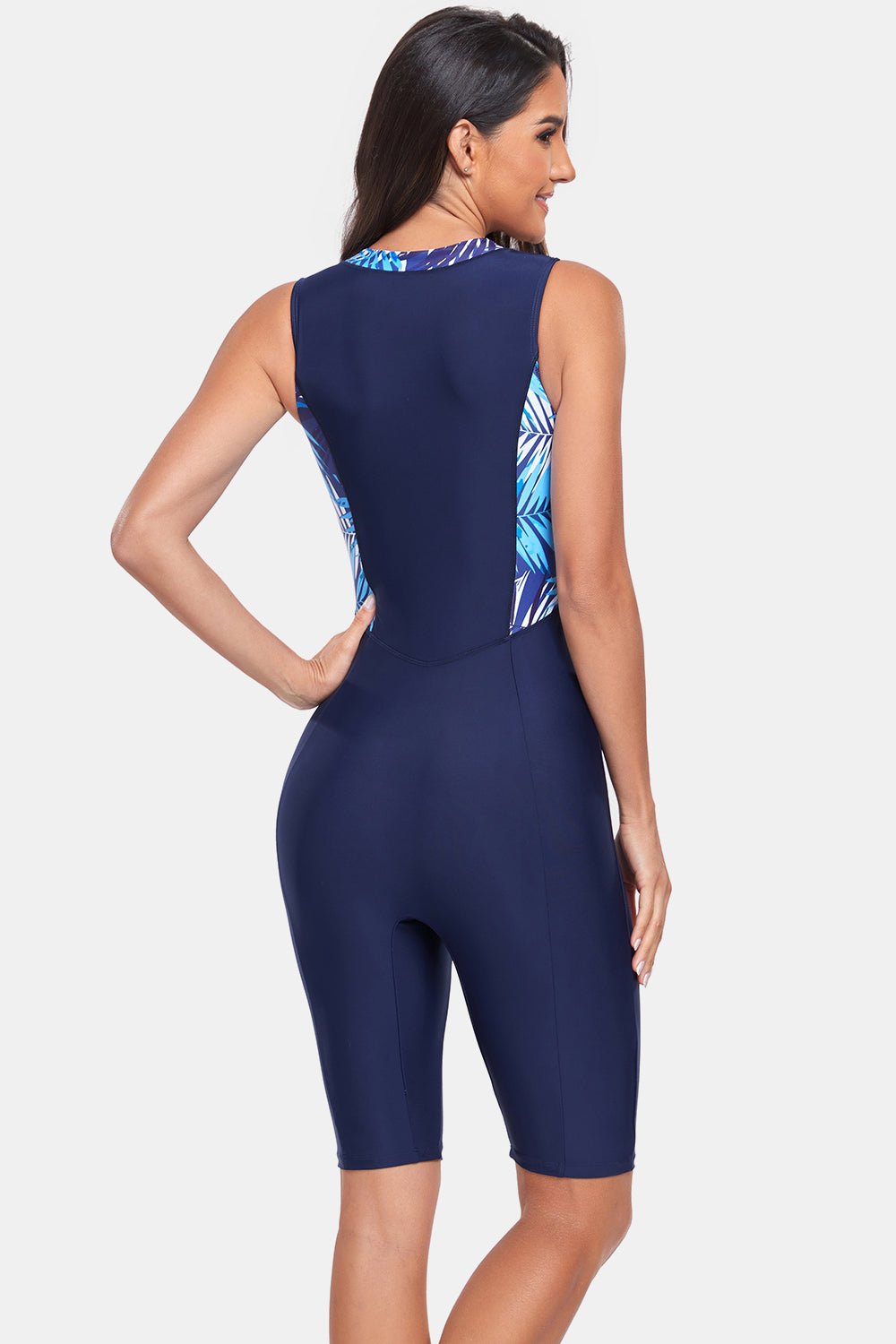 Half Zip Sleeveless One Piece Swimwear - SharpDuds