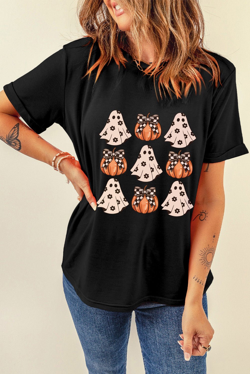 Halloween Graphic Round Neck Short Sleeve T - Shirt - SharpDuds