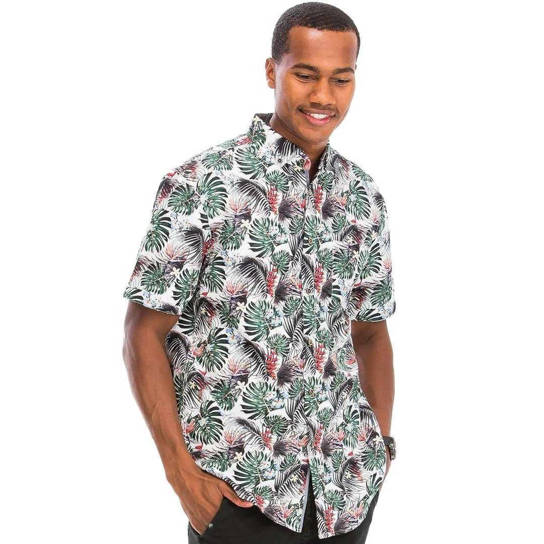 HAWAIIAN PRINT BUTTON DOWN SHIRT - SharpDuds.com