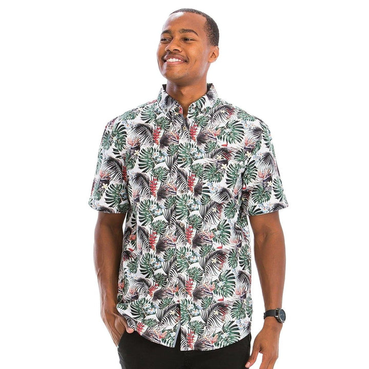 HAWAIIAN PRINT BUTTON DOWN SHIRT - SharpDuds.com