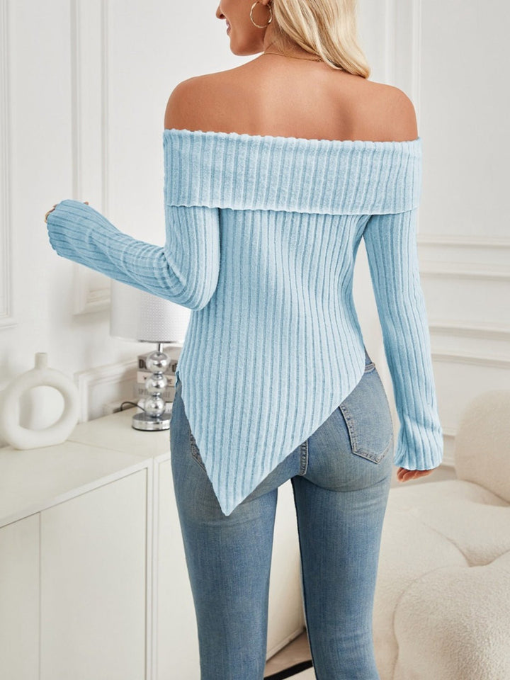 Hem Off - Shoulder Long Sleeve T-Shirt - SharpDuds