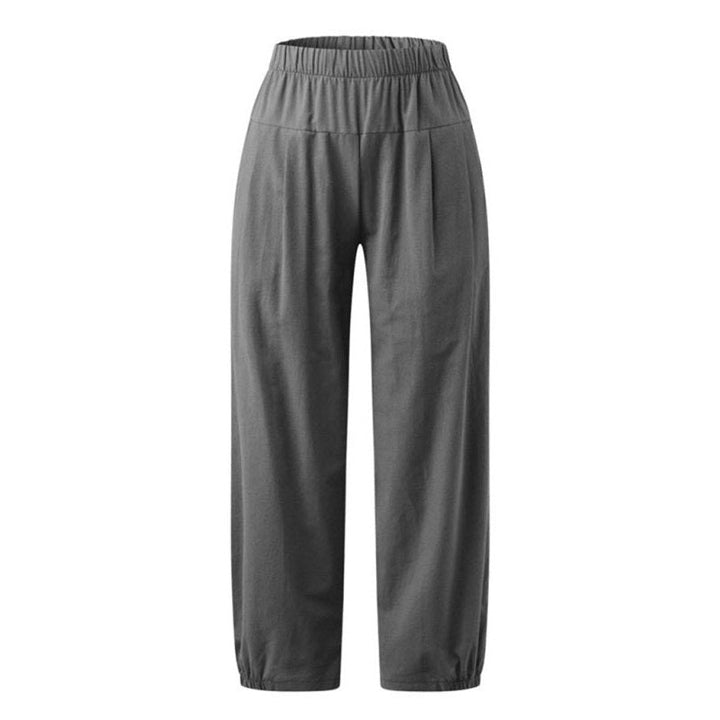 High Waist Cotton Linen Cropped Wide Leg Pants - www.SharpDuds.com