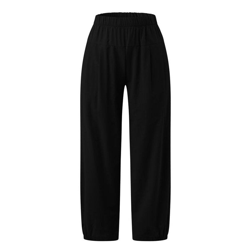 High Waist Cotton Linen Cropped Wide Leg Pants - www.SharpDuds.com