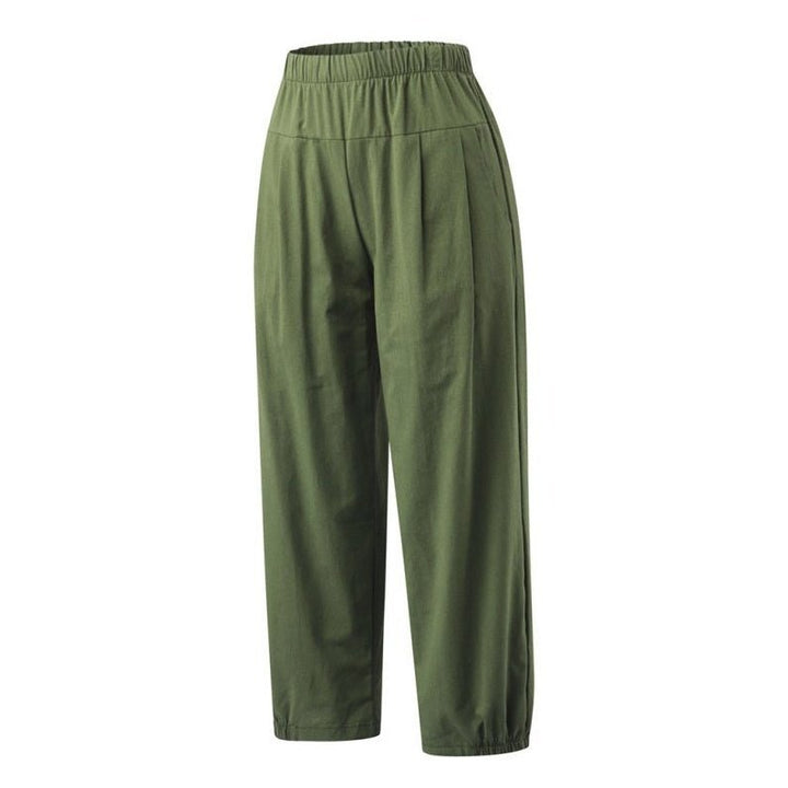 High Waist Cotton Linen Cropped Wide Leg Pants - www.SharpDuds.com