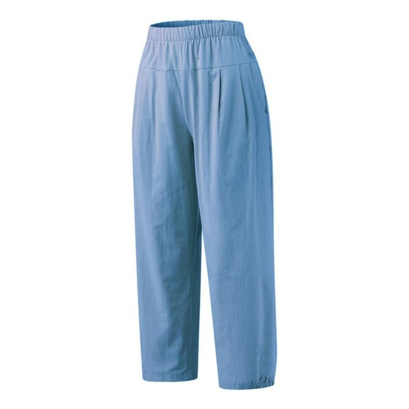 High Waist Cotton Linen Cropped Wide Leg Pants - www.SharpDuds.com