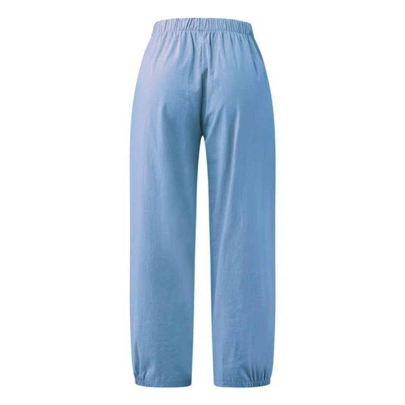 High Waist Cotton Linen Cropped Wide Leg Pants - www.SharpDuds.com