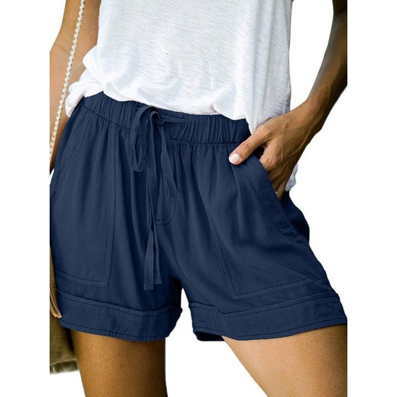 High Waist Lace Up Loose Straight Shorts - www.SharpDuds.com