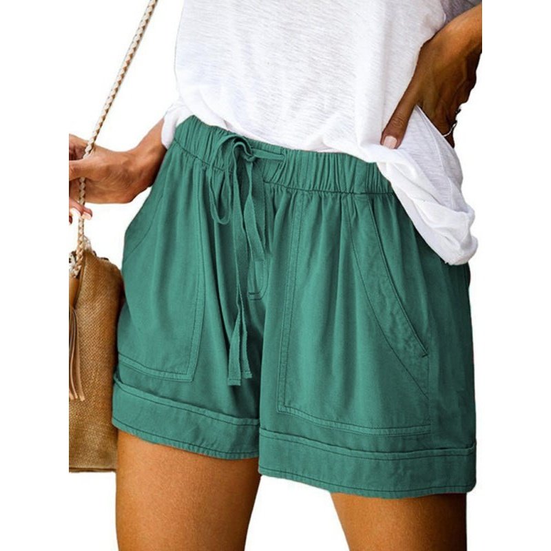 High Waist Lace Up Loose Straight Shorts - www.SharpDuds.com