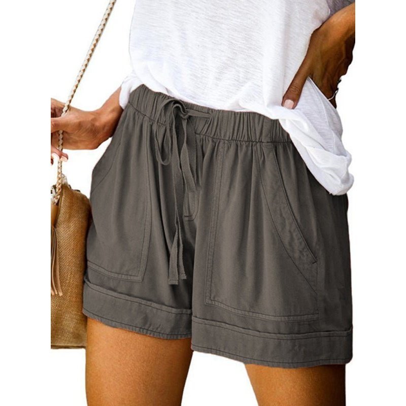 High Waist Lace Up Loose Straight Shorts - www.SharpDuds.com