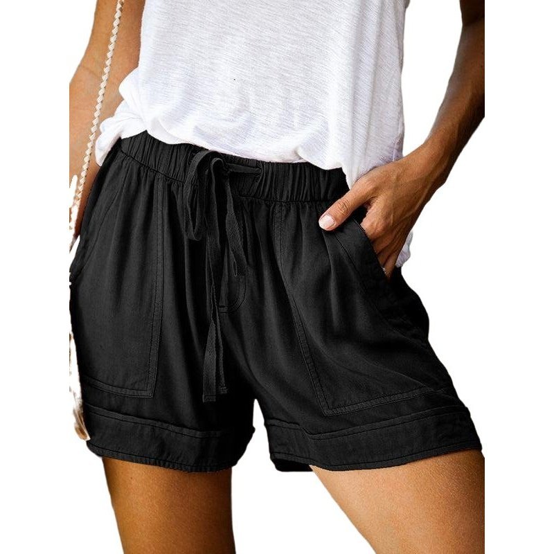 High Waist Lace Up Loose Straight Shorts - www.SharpDuds.com