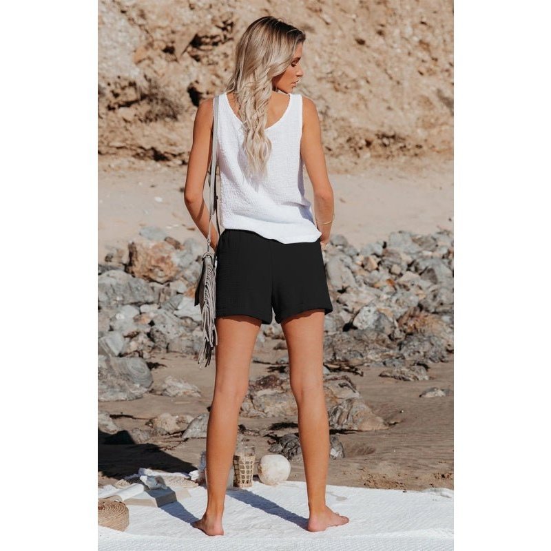 High Waisted Strappy Wide Leg Shorts - www.SharpDuds.com