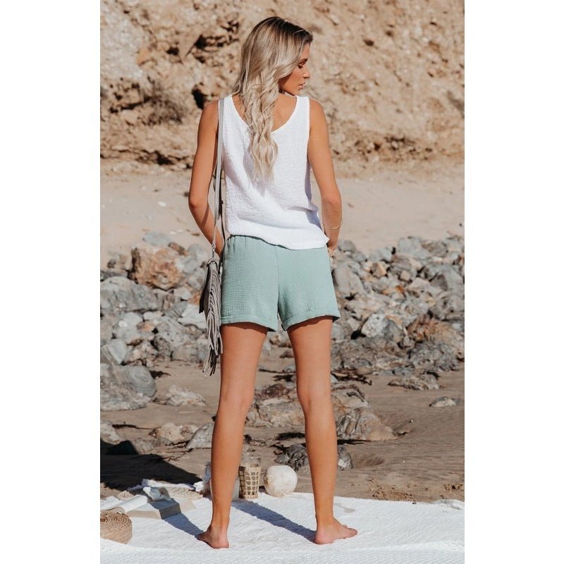 High Waisted Strappy Wide Leg Shorts - www.SharpDuds.com