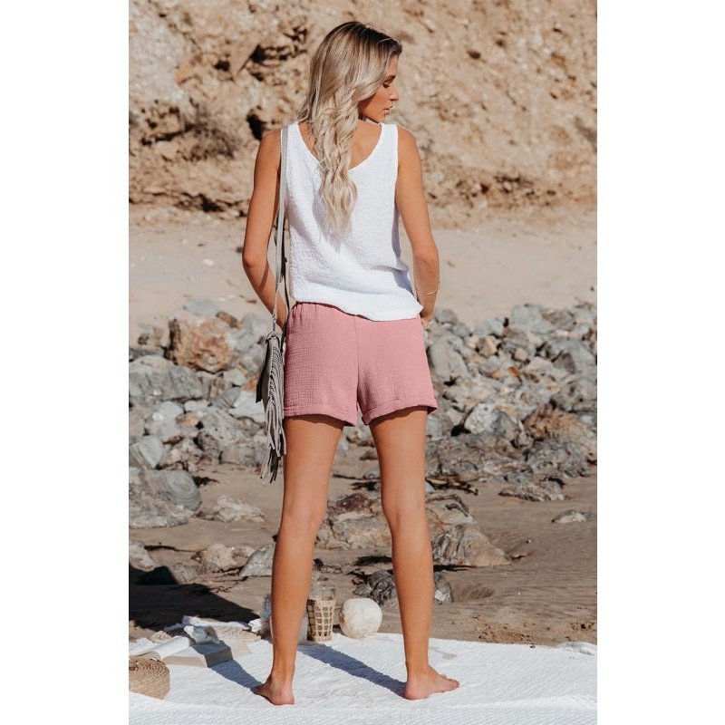 High Waisted Strappy Wide Leg Shorts - www.SharpDuds.com