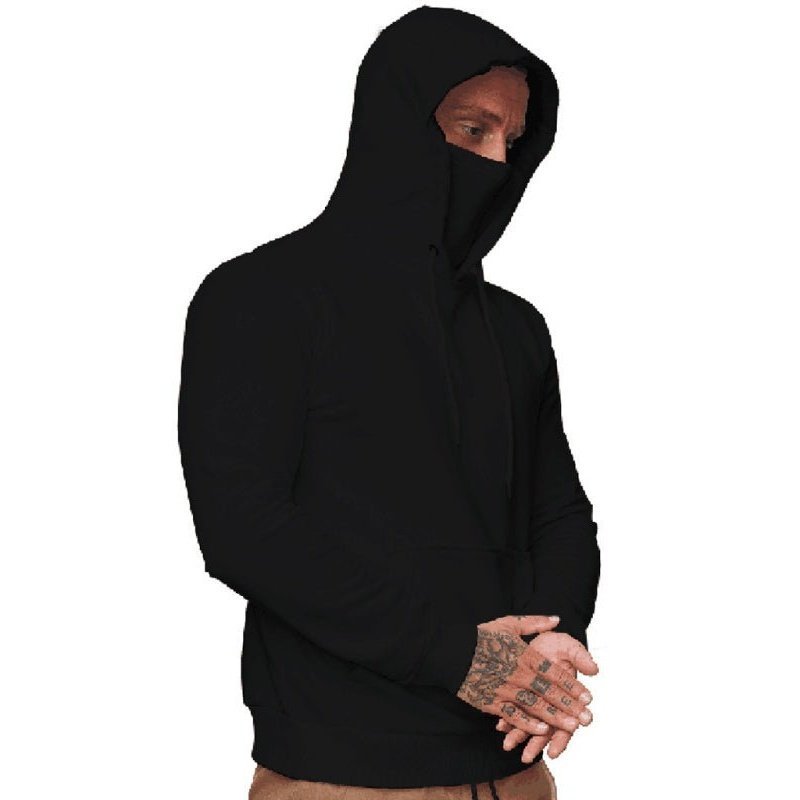 Hooded Long Sleeve Sweatshirt With Mask - www.SharpDuds.com