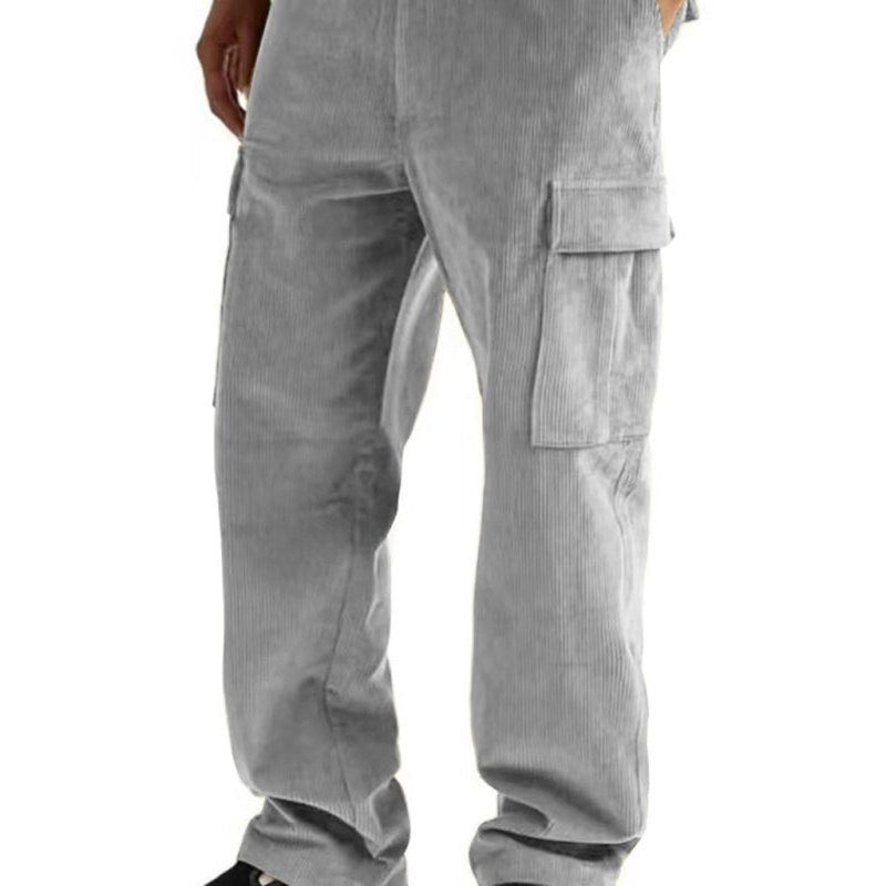 Corduroy Multi-Pocket Straight Trousers