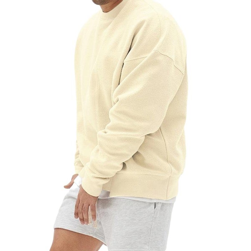 Knitted Stitching Solid Color Casual Crew Neck Sweatshirt - www.SharpDuds.com