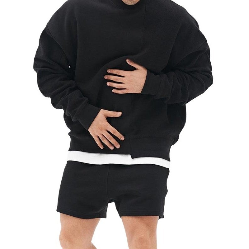 Knitted Stitching Solid Color Casual Crew Neck Sweatshirt - www.SharpDuds.com