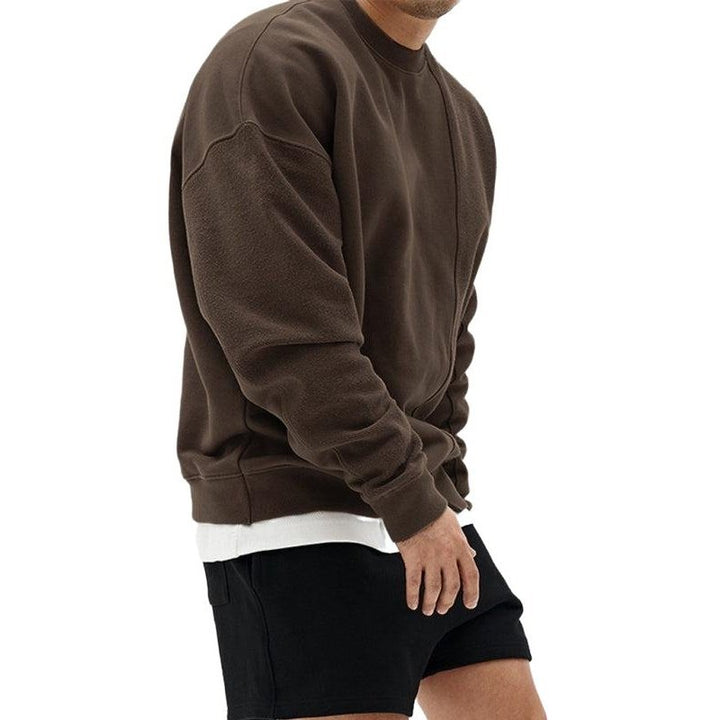 Knitted Stitching Solid Color Casual Crew Neck Sweatshirt - www.SharpDuds.com