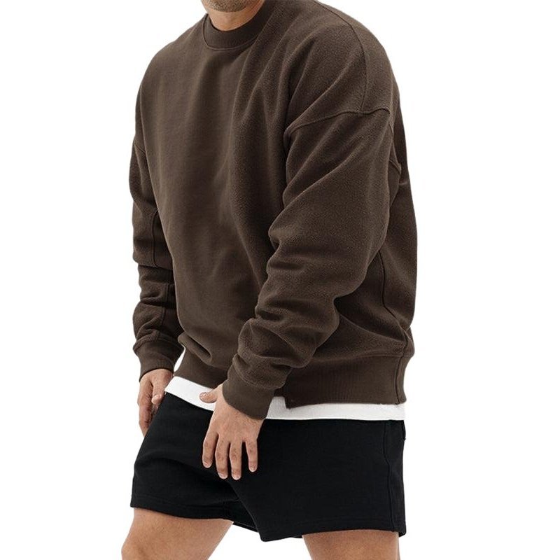 Knitted Stitching Solid Color Casual Crew Neck Sweatshirt - www.SharpDuds.com