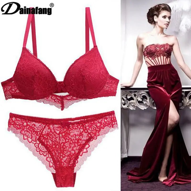 Lace Drill Bras Set Women Plus Size Push Up Underwear - www.SharpDuds.com